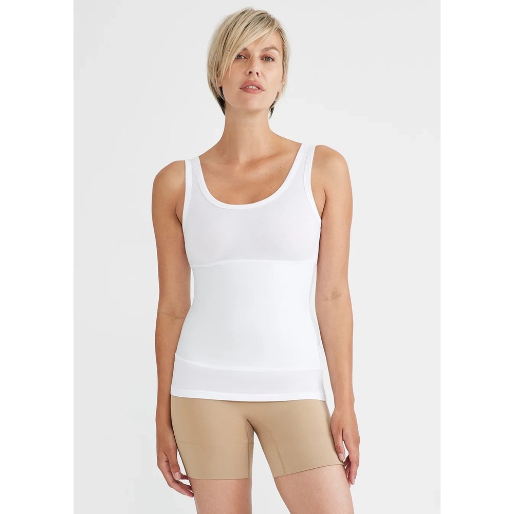 Boyfriend Yummie Tummie 3-Panel Shapewear Tank Top $48.00 NEW Size L White